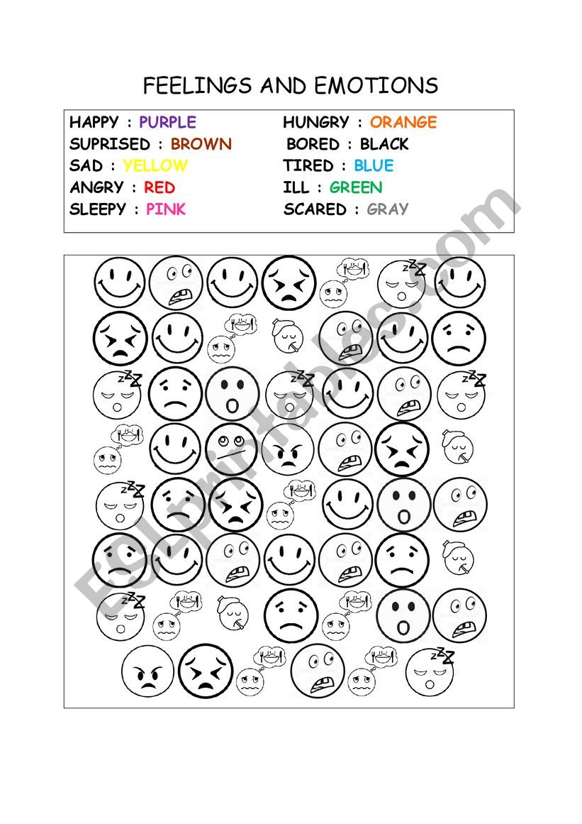 Feelings and emotions worksheet