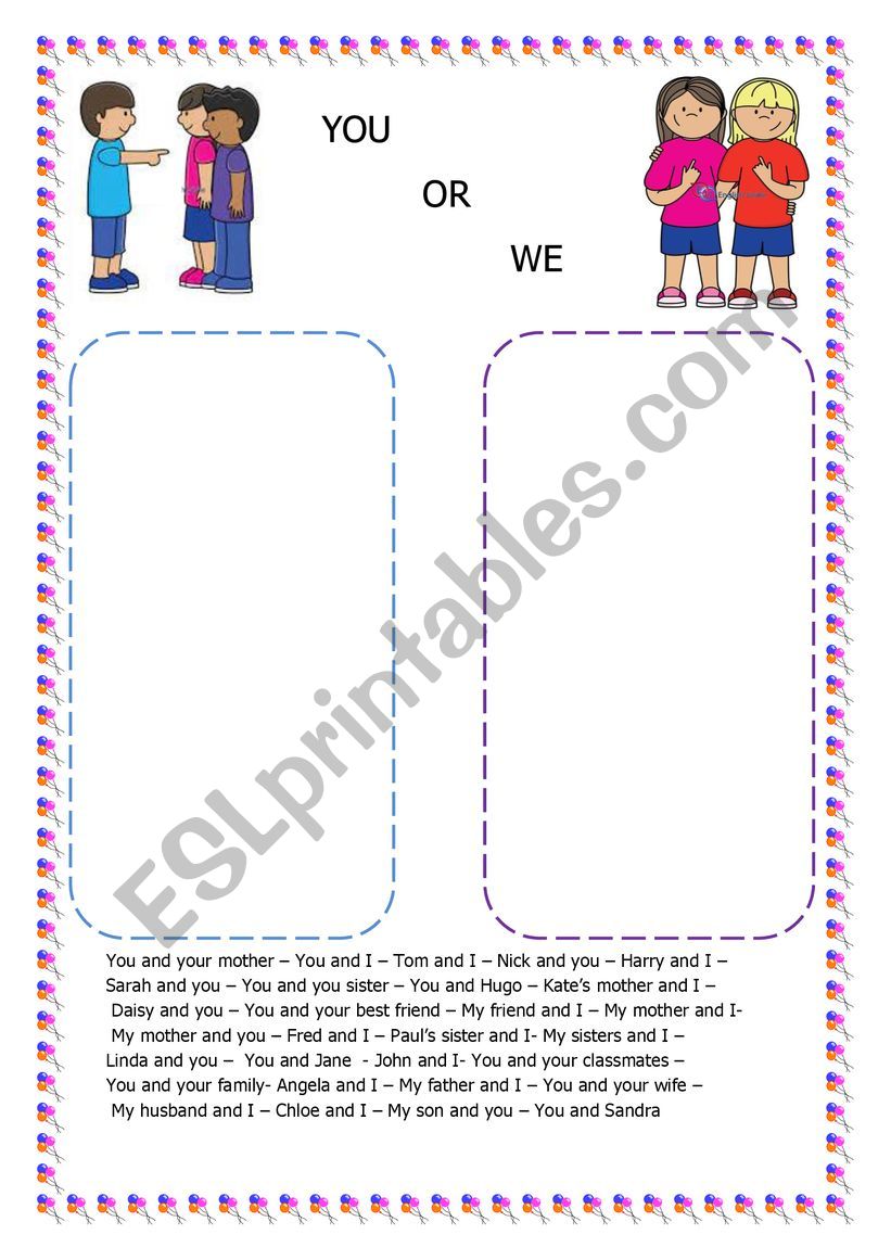 You or We worksheet You or We worksheet