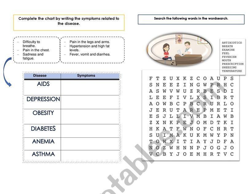 Diseases worksheet