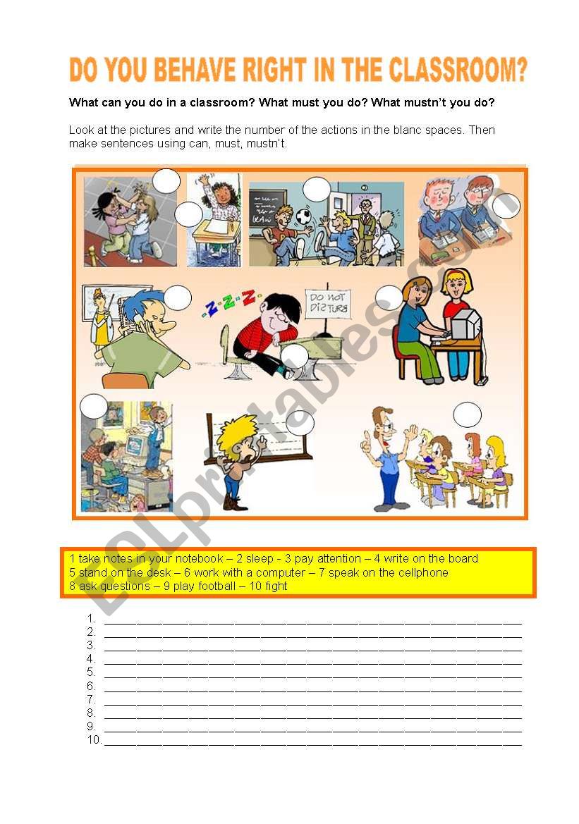 DO YOU BEHAVE RIGHT? worksheet