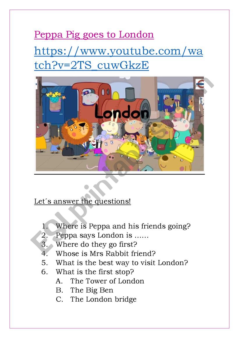 Peppa Pig goes to London worksheet
