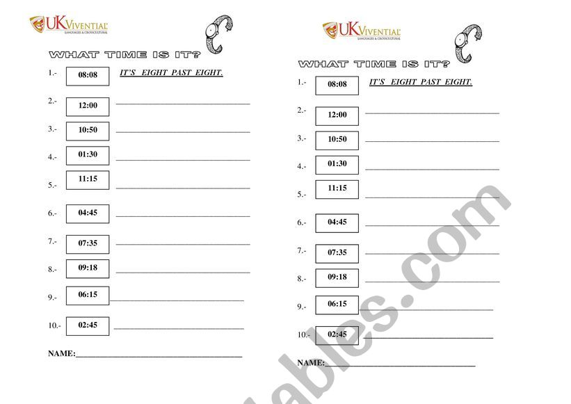 The Time worksheet