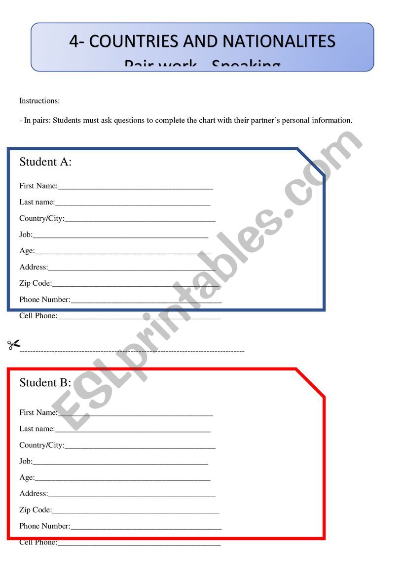 PERSONAL INFORMATION PAIR WORK