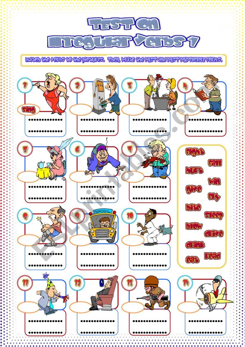 TEST on IRREGULAR VERBS 1  worksheet