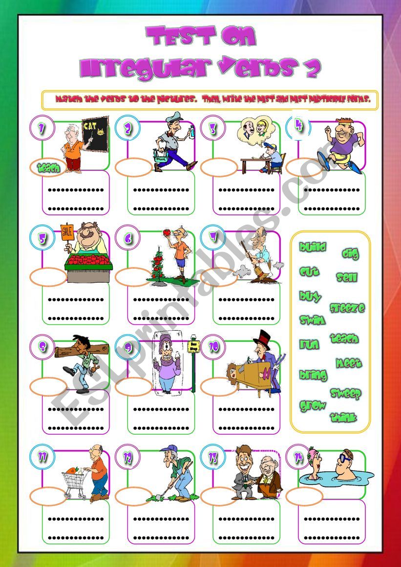 TEST on IRREGULAR VERBS 2 worksheet