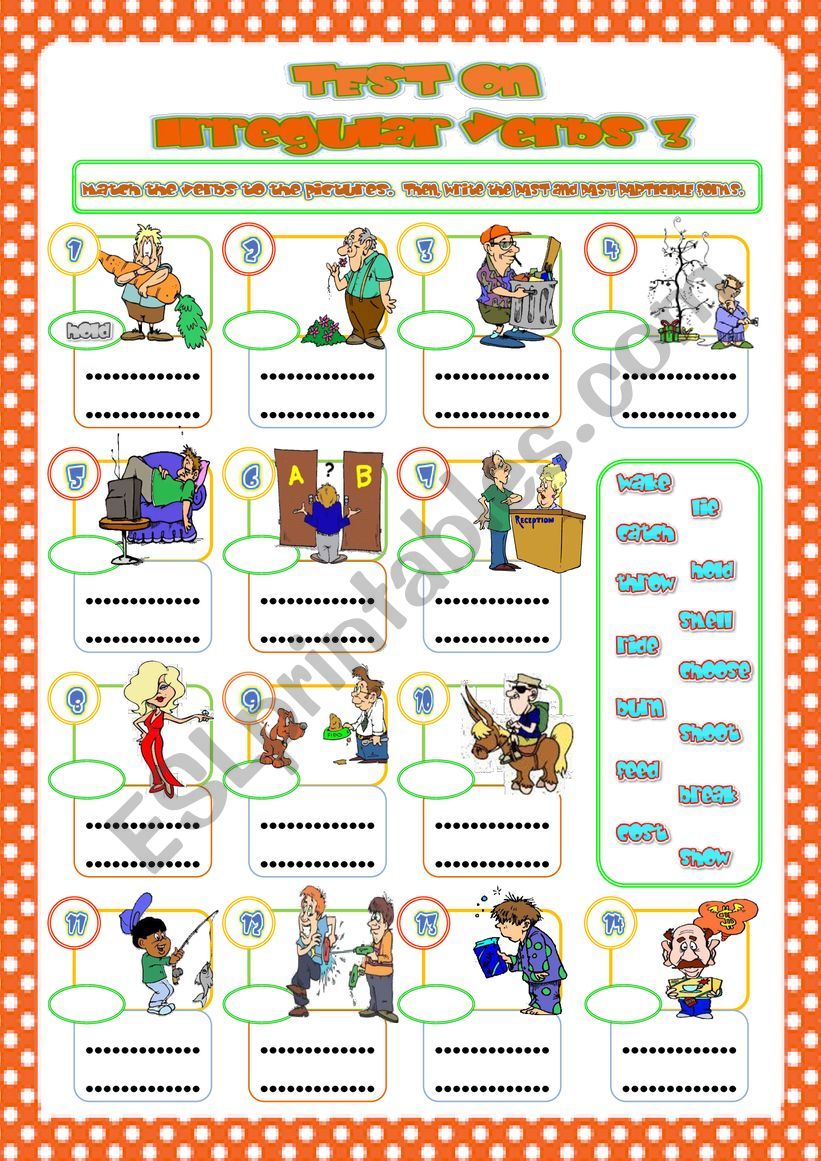 TEST on IRREGULAR VERBS 3 worksheet