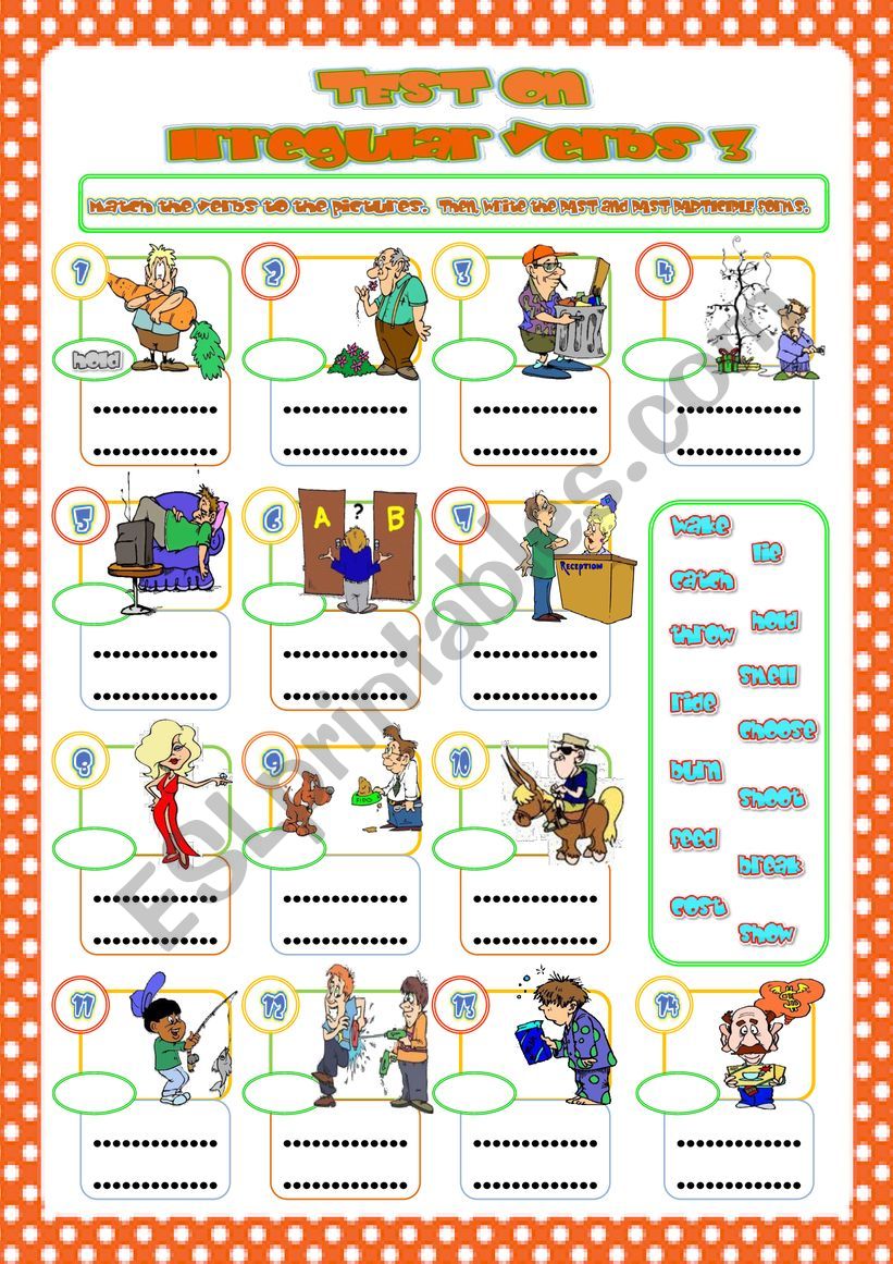 TEST on IRREGULAR VERBS 3 worksheet