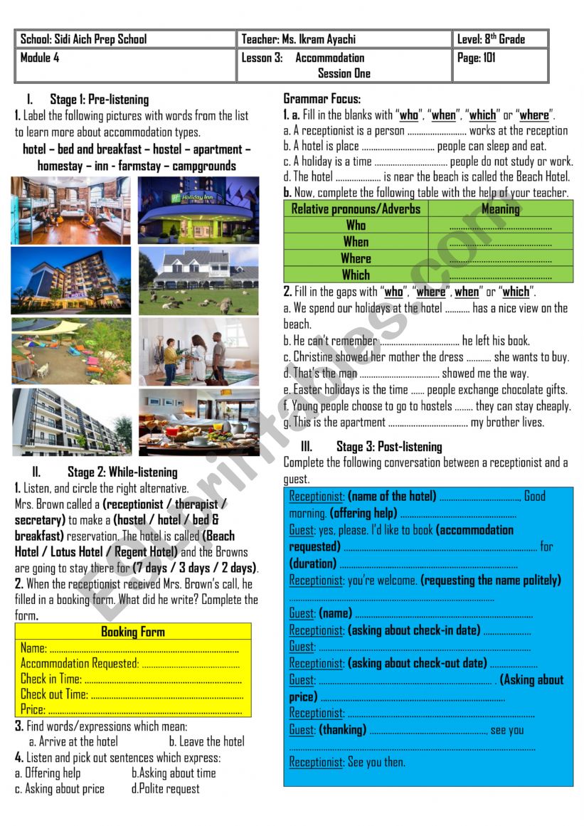 8th Grade - Module 4 - Lesson 3 - Accommodation + Group Session