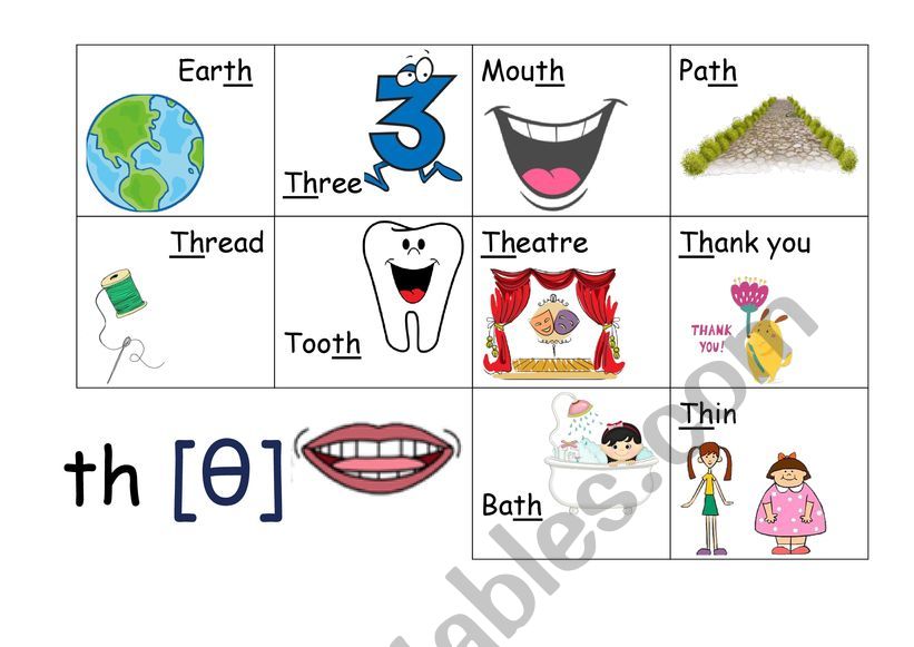 English worksheets: TH sound part 1