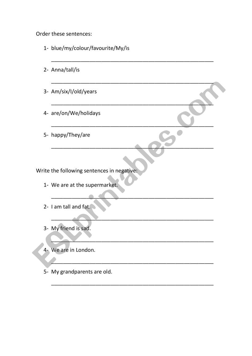 To be worksheet