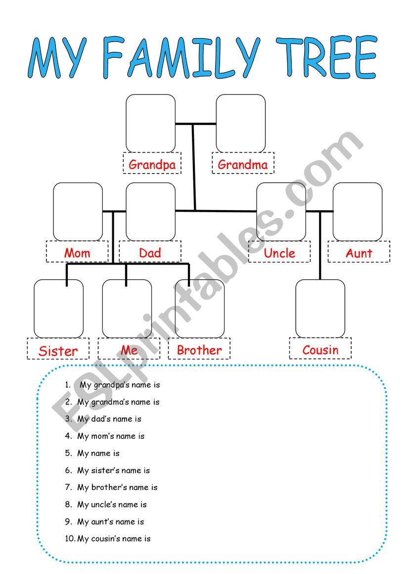 Family Tree worksheet