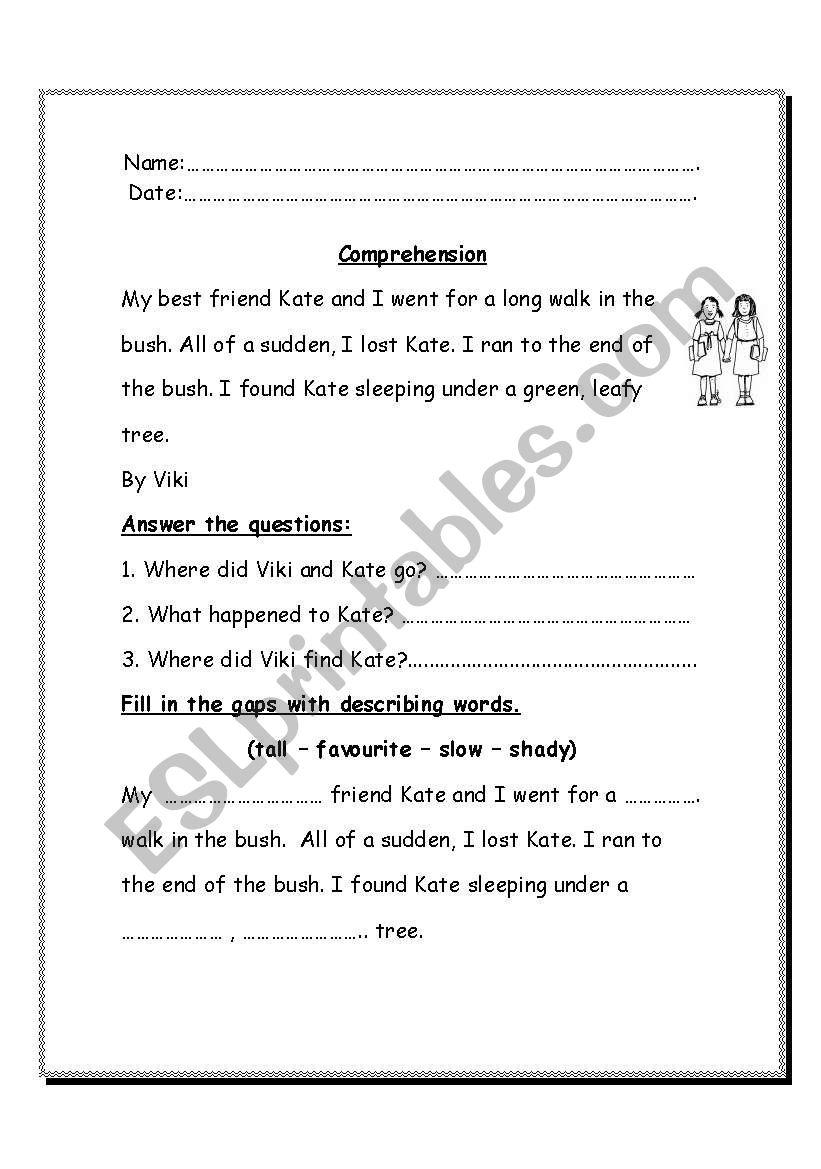 comprehension worksheet