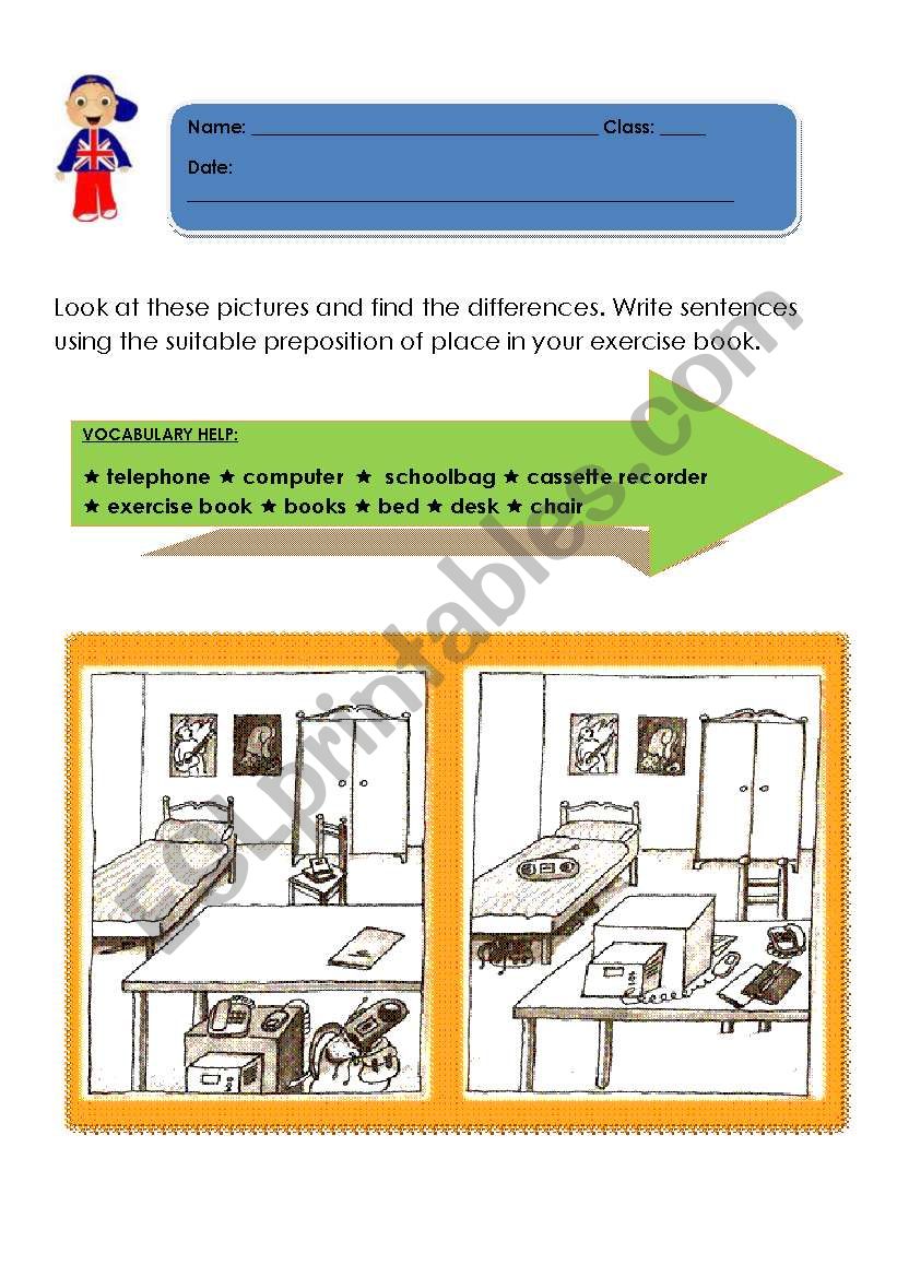 Prepositions of place worksheet