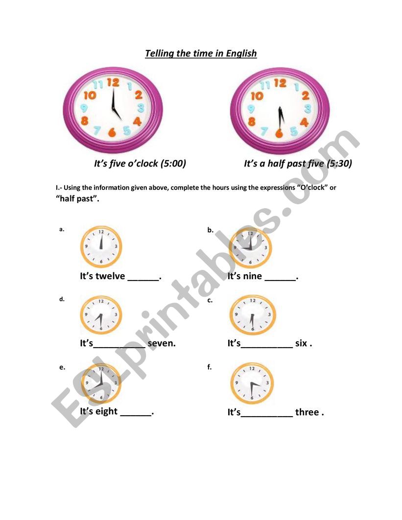 Time pictogram  worksheet
