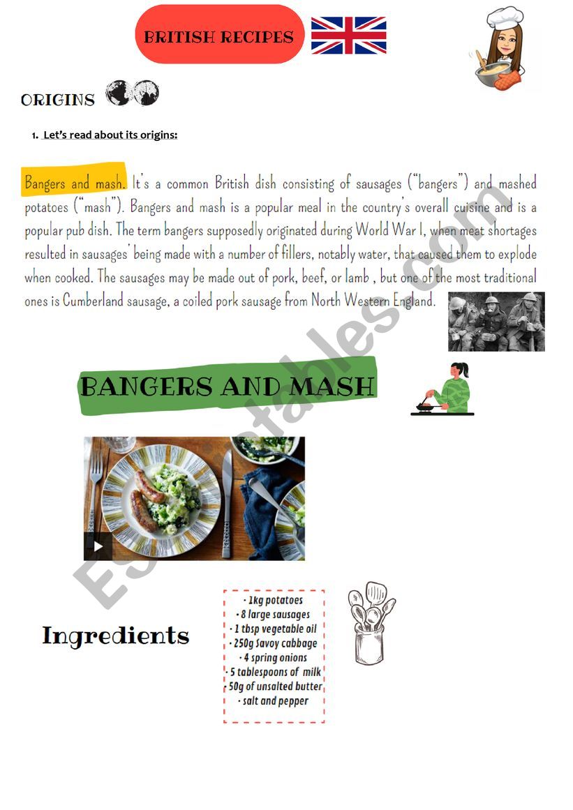 British Recipes worksheet