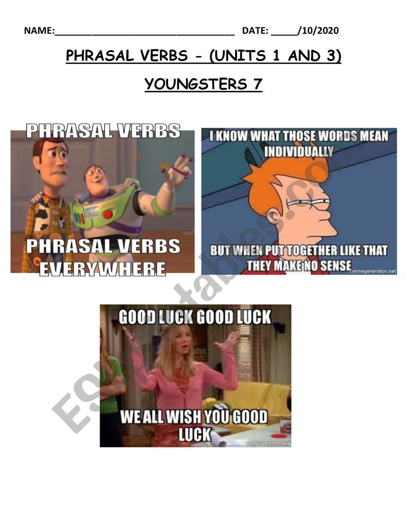PHRASAL VERBS-UNIT 1 FROM GOLD EXPERIENCE B2