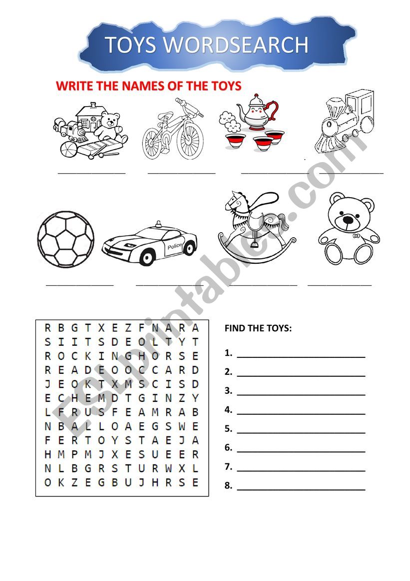 TOYS WORDSEARCH worksheet