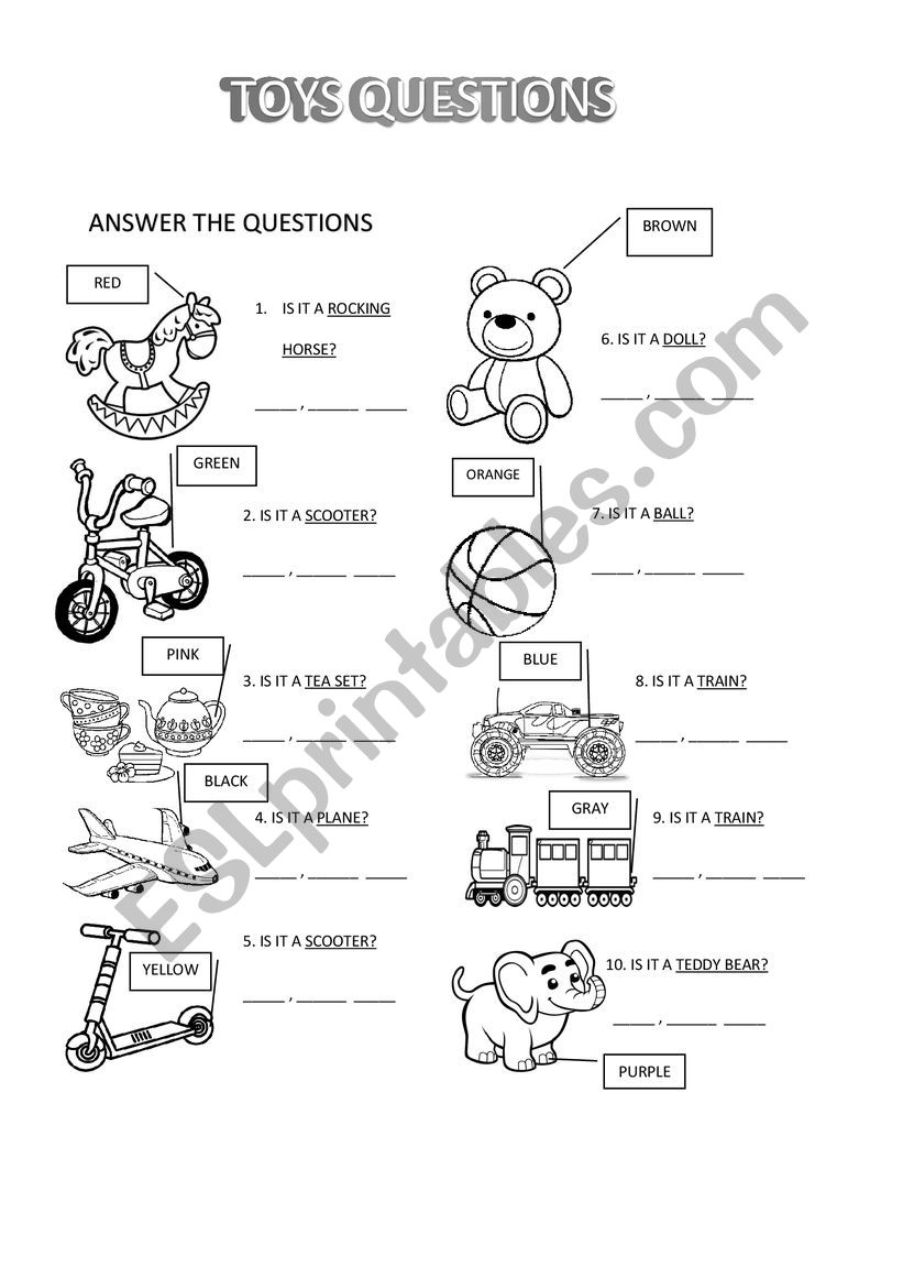 TOYS QUESTIONS worksheet