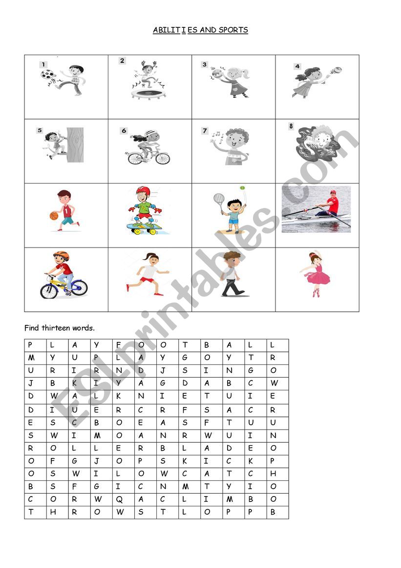 SPORTS AND ABILITIES worksheet