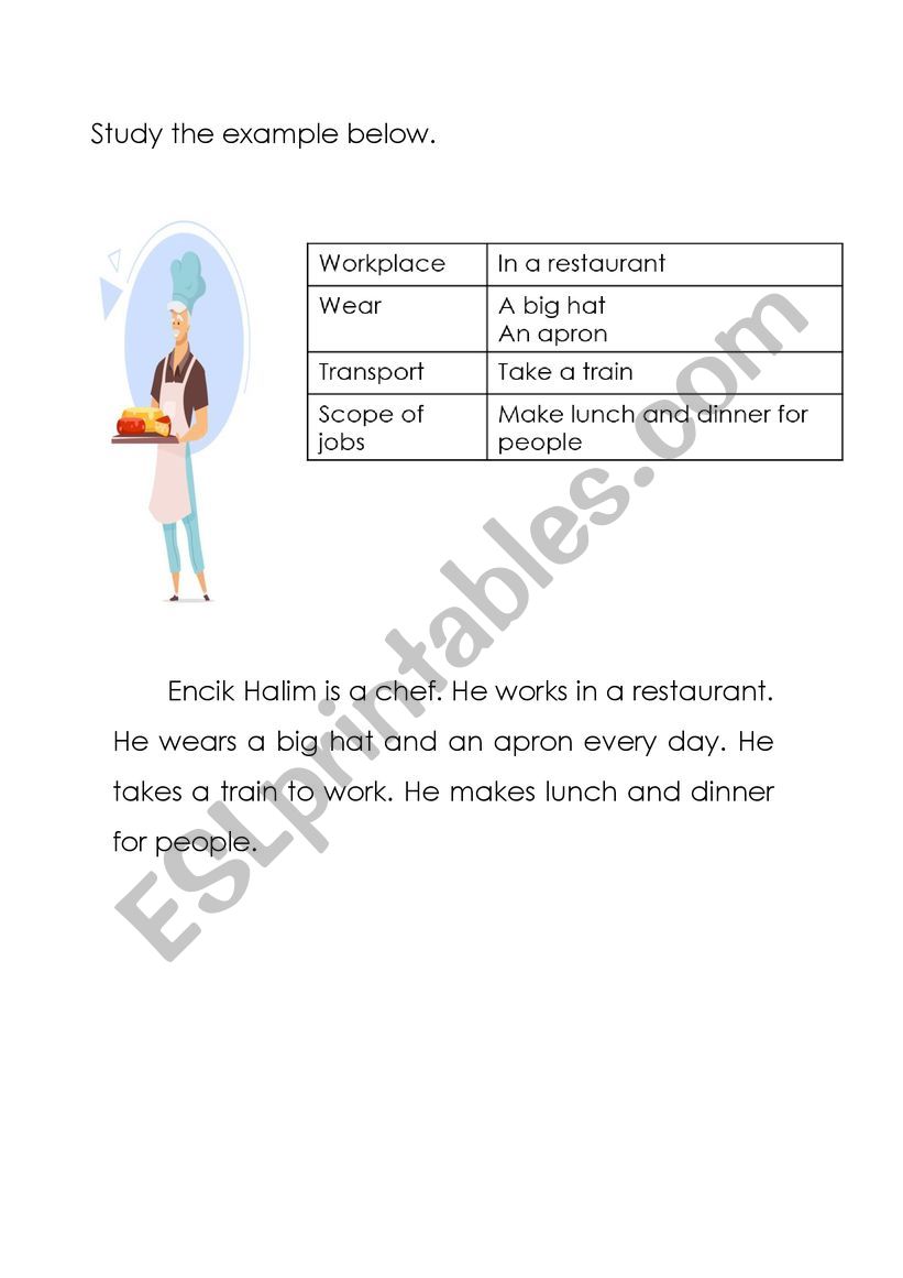 occupation exercise worksheet