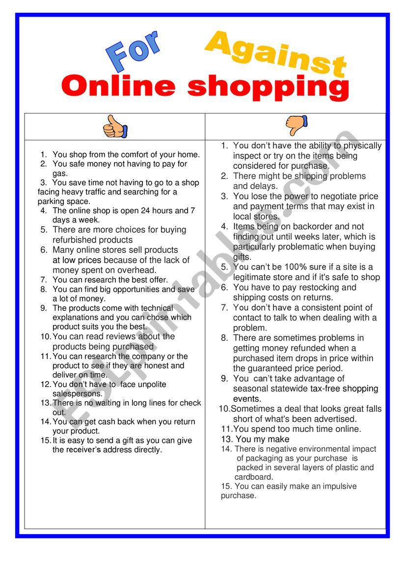 For or against - online shopping