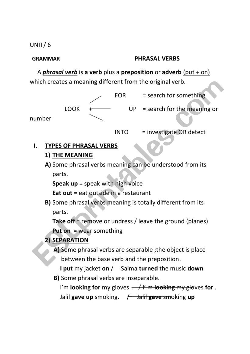 phrasal verbs worksheet