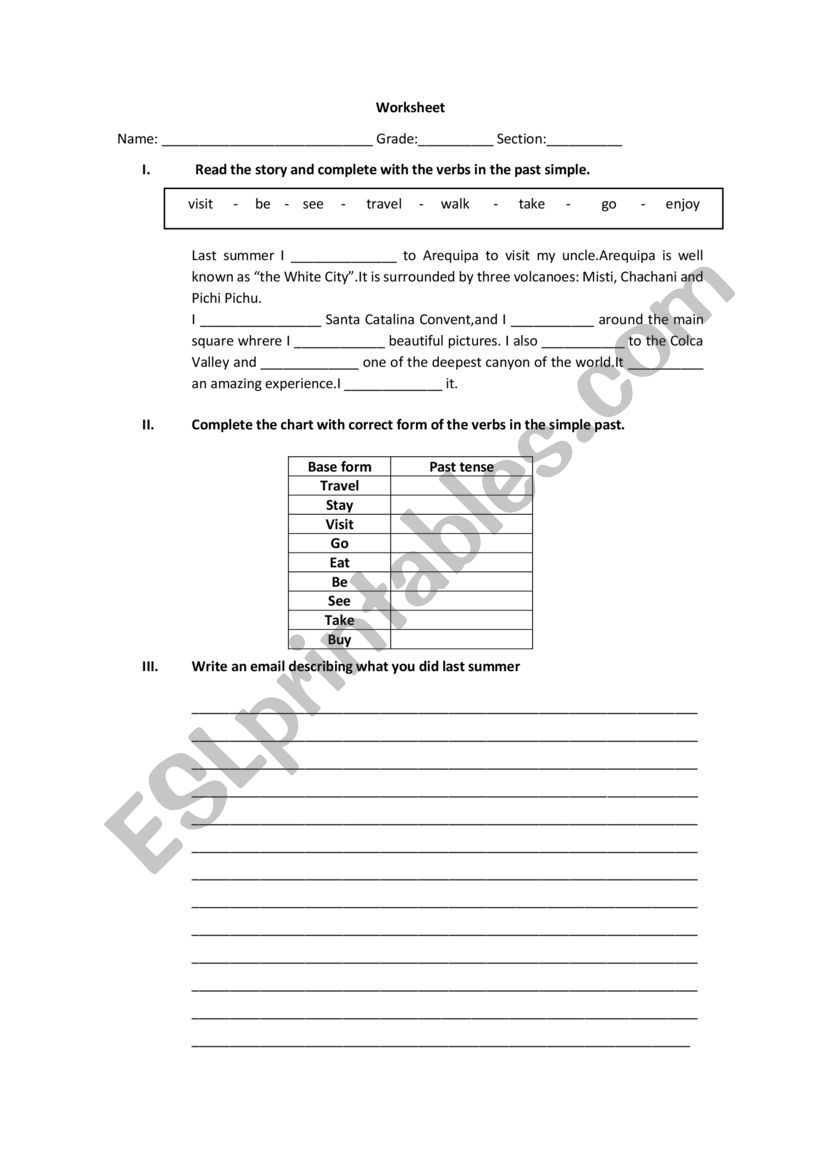 simple past worksheet