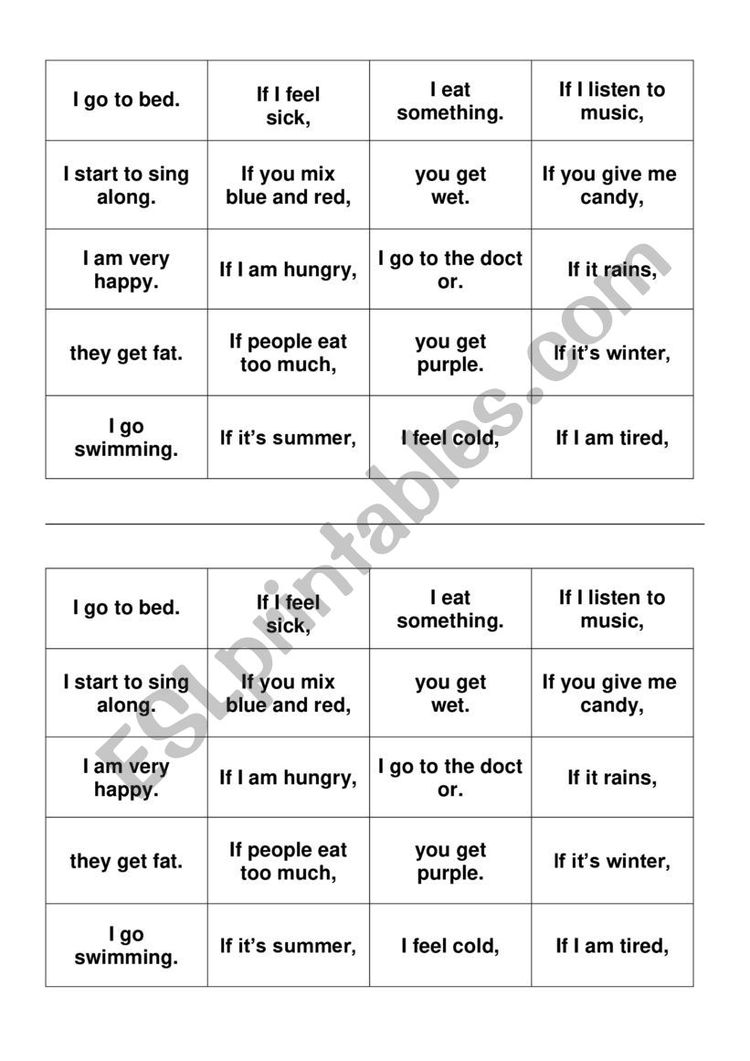 First Conditional - Matching Pairs Game