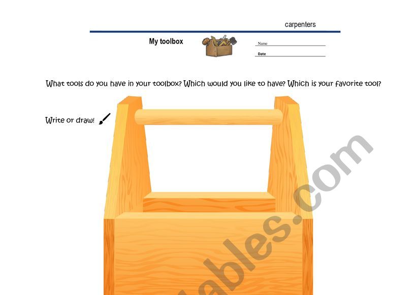 Toolbox for carpenters worksheet