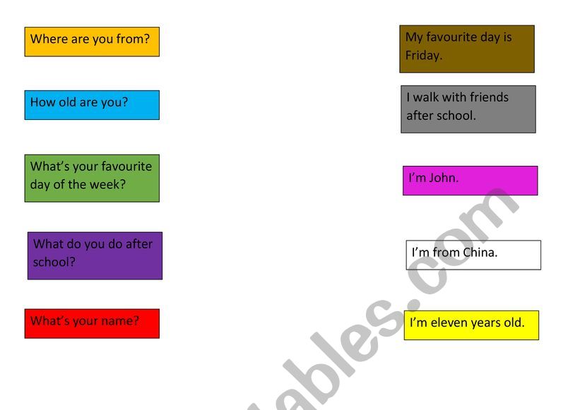 Personal questions worksheet