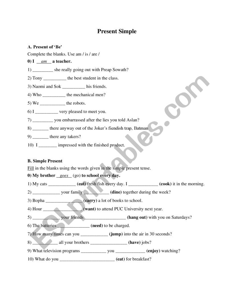 Present Simple worksheet