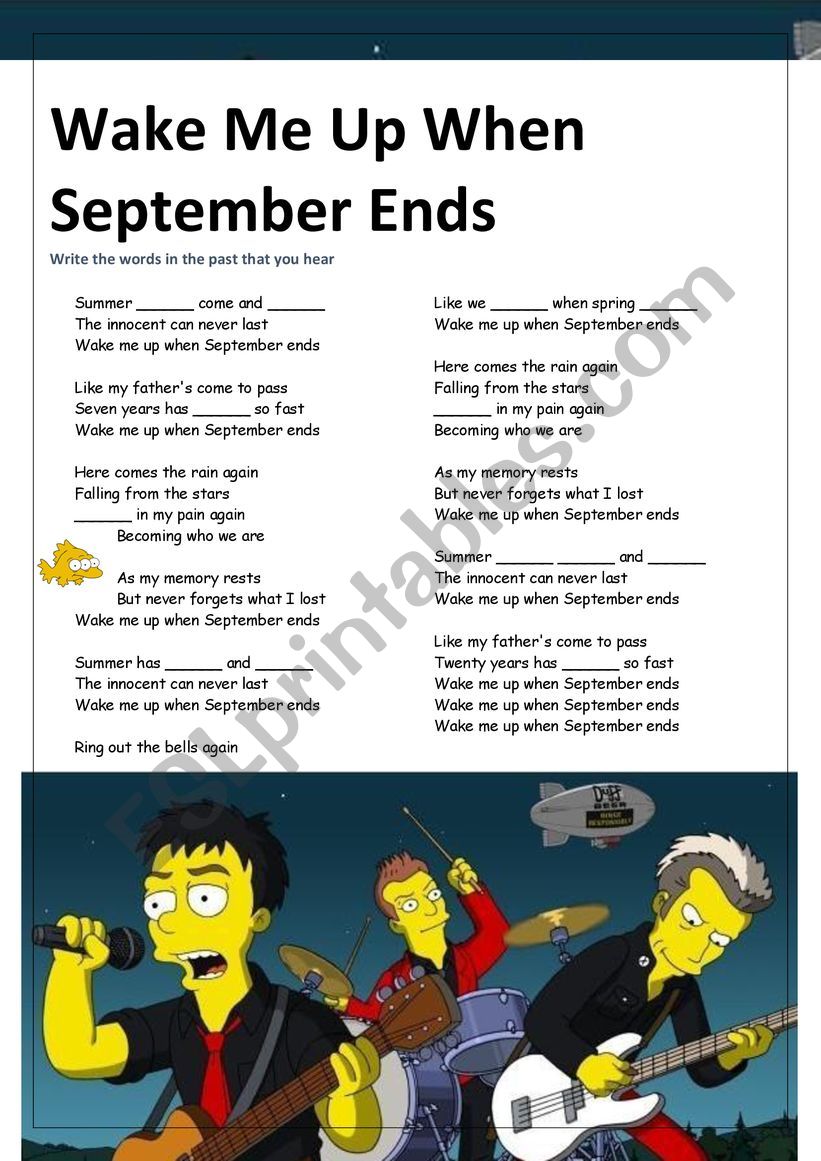 Green day song worksheet