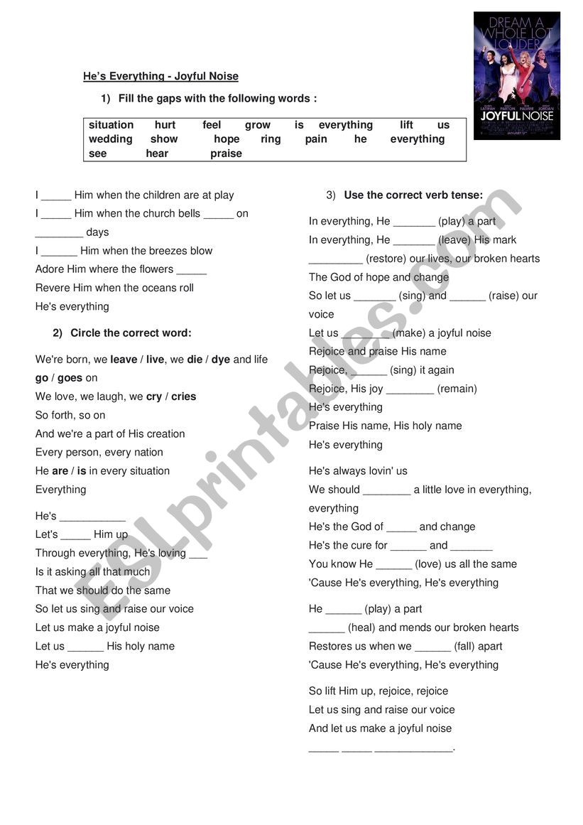 HE�S EVERYTHING SONG ACTIVITY - GOSPEL SONG ACTIVITY SIMLE PRESENT