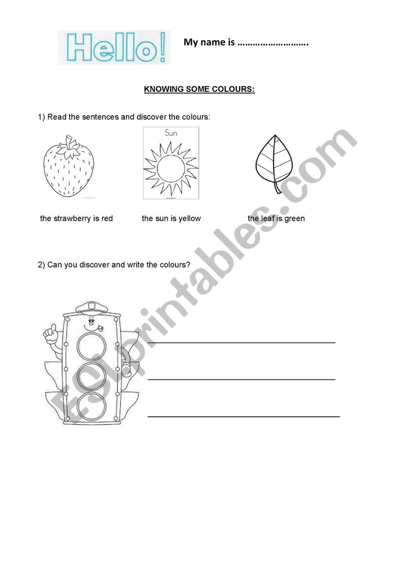 colours worksheet