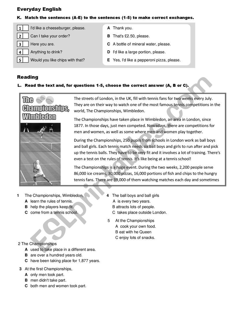 Excercises worksheet