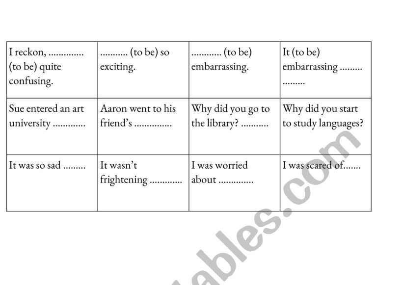 Cards to practice infinitive or gerund and word formation (suffixes) 