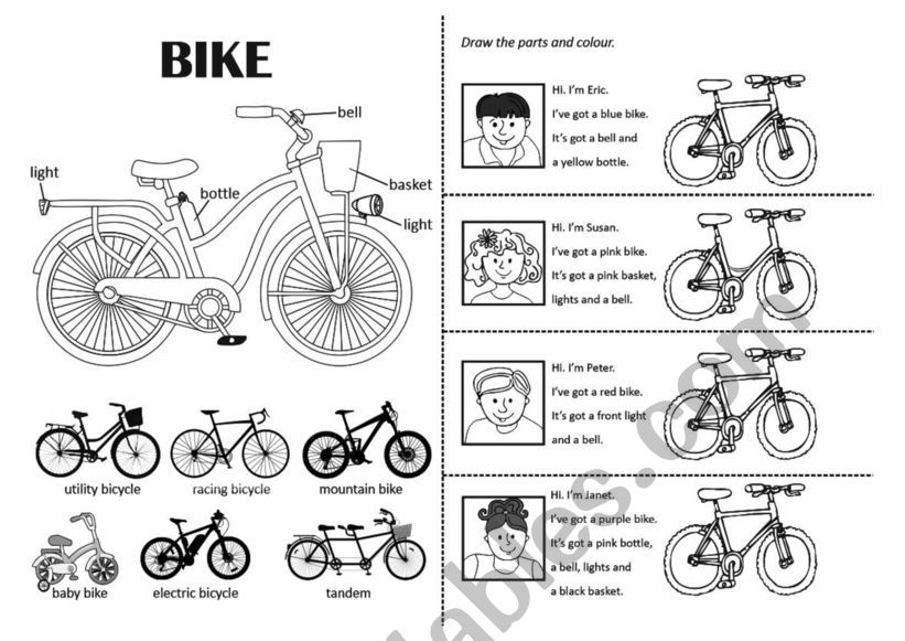 On my bike worksheet