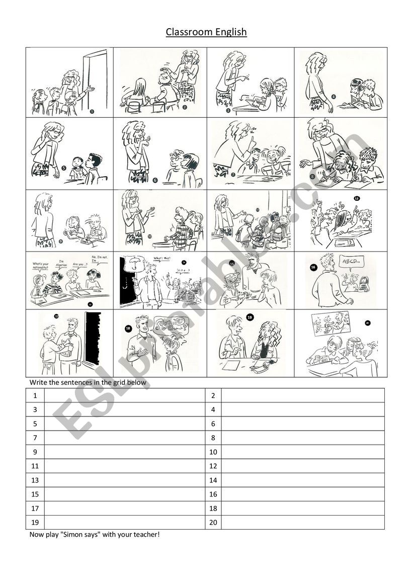 classroom commands worksheet