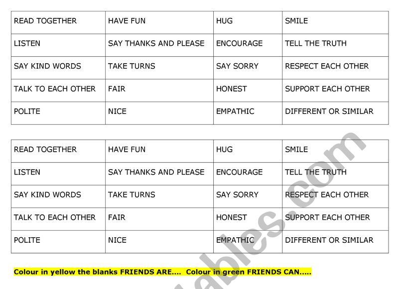 FRIENDS CAN OR ARE worksheet