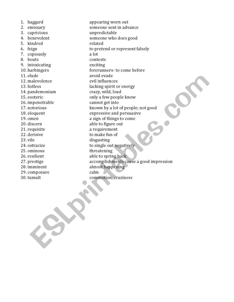 Things fall Apart Vocab Quiz worksheet