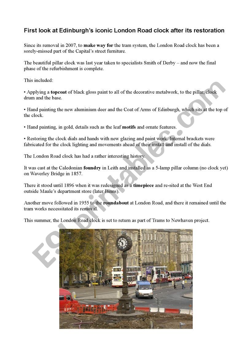 Restoration of Edinburgh�s London Road clock