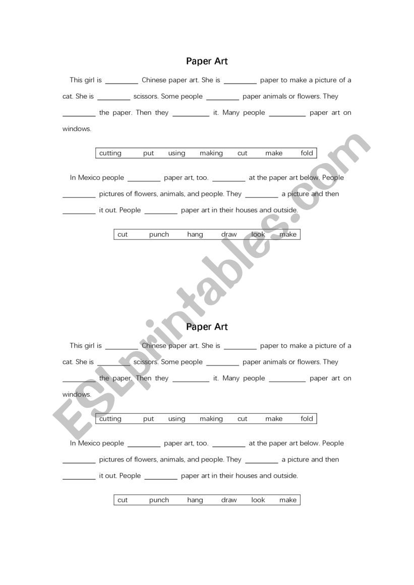 paper art worksheet