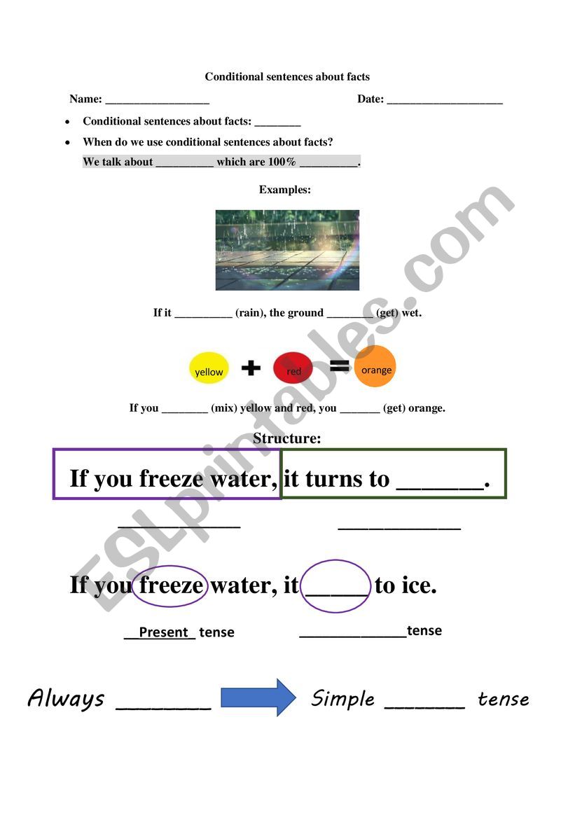 Conditional sentences about facts