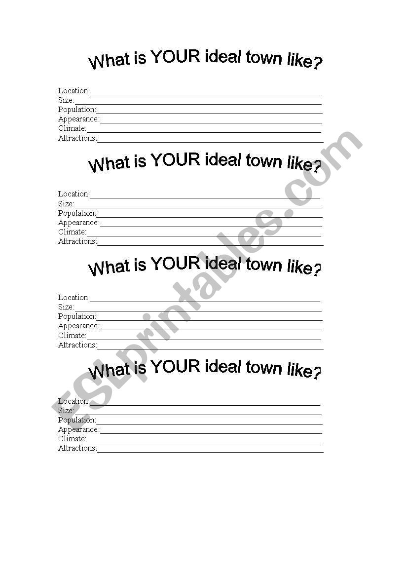 Describing Your Ideal Town worksheet