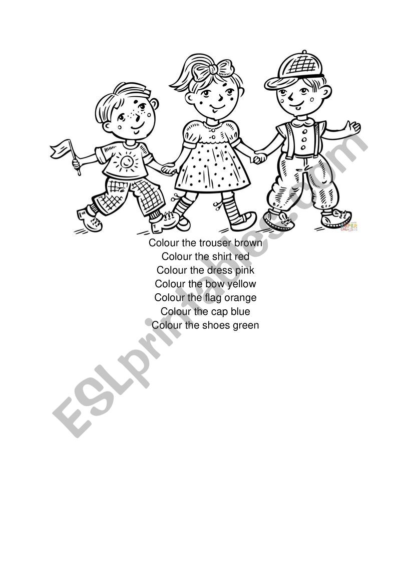 Colour the clothes worksheet