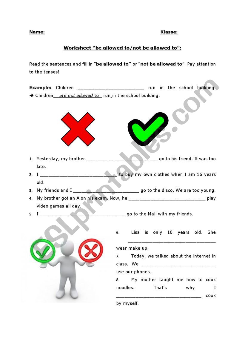 (not) be allowed to worksheet