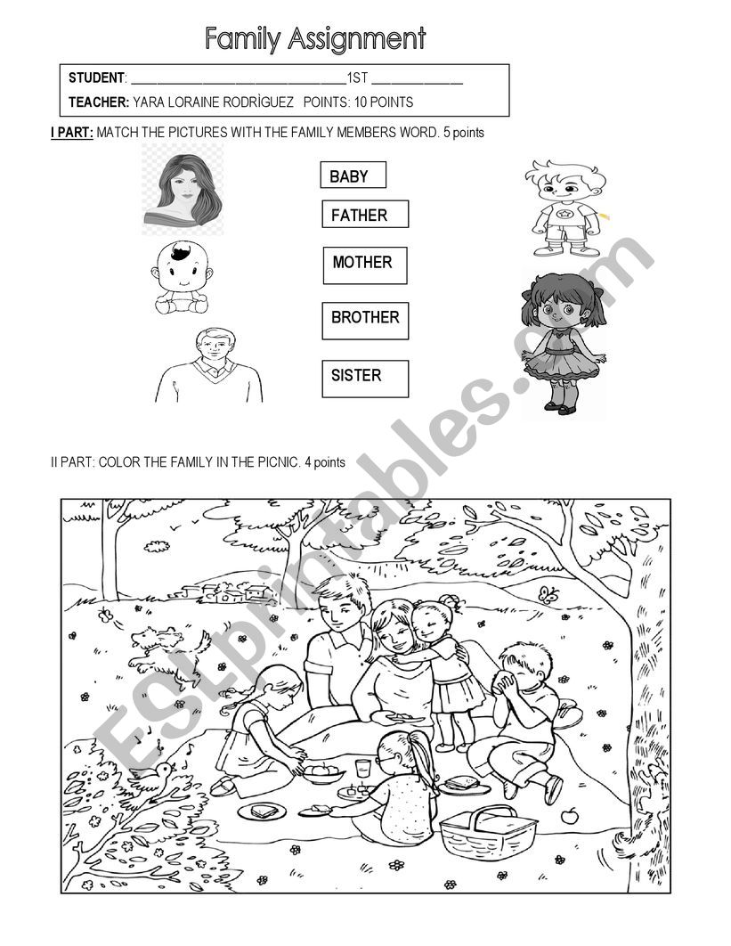 FAMILY MEMBERS CLASSWORK  worksheet