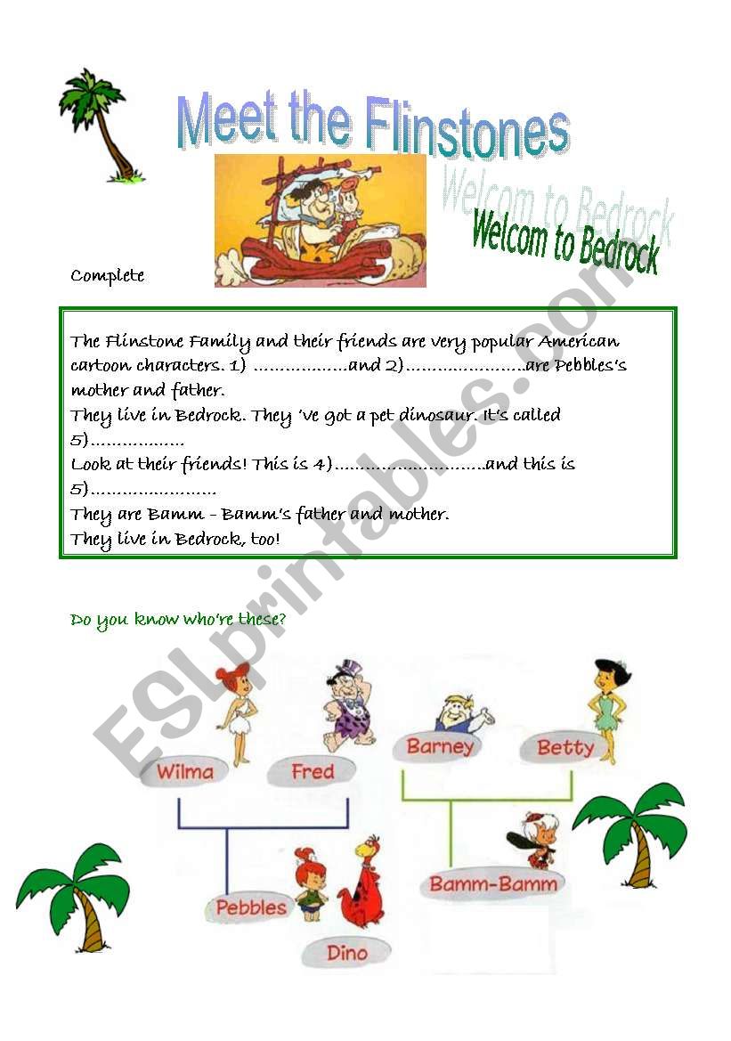  Meet The Flinstone Family  worksheet