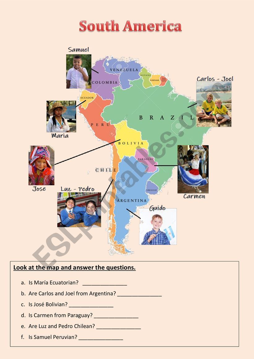 south america worksheet