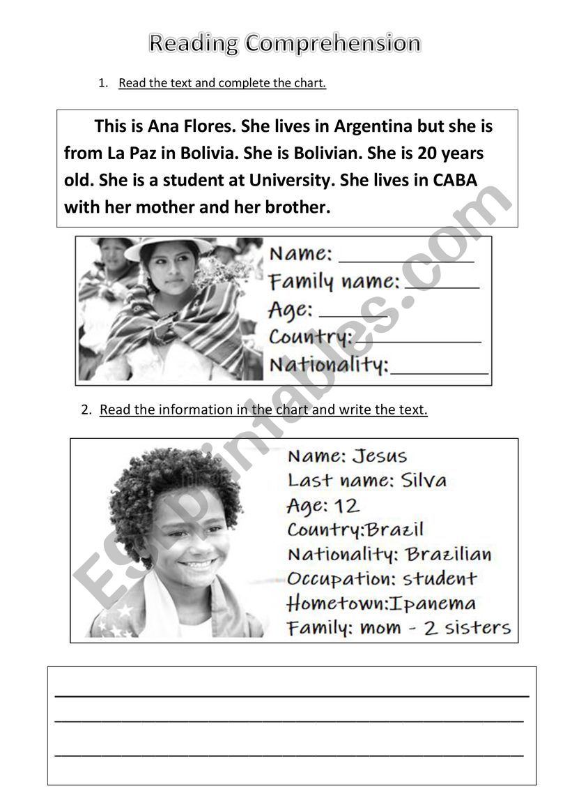 reading comprehension worksheet